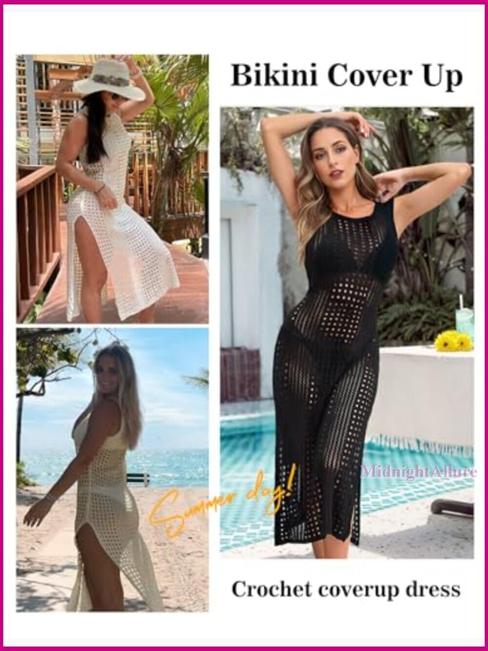 Women's Crochet Mesh Maxi Dress Bikini Cover Up Beach Resort Wear - Picture 7 of 7
